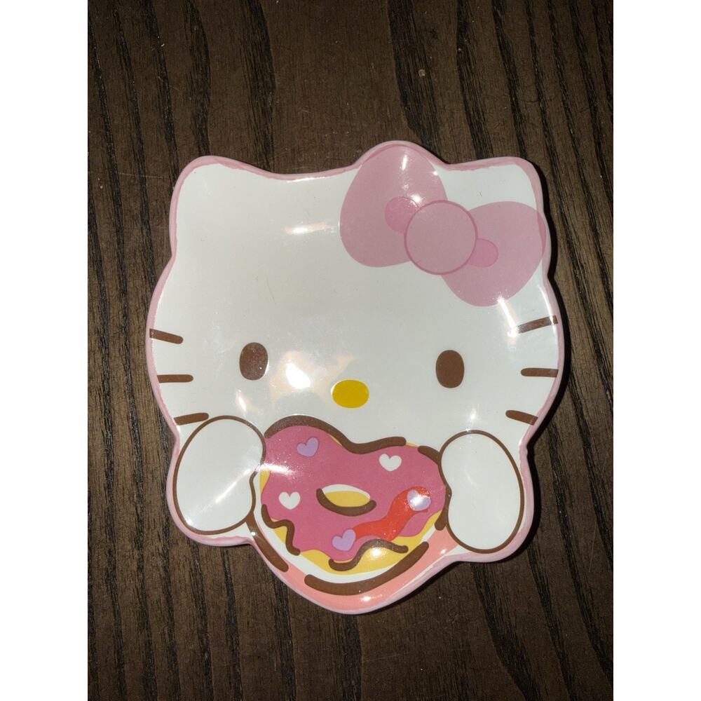 Sanrio Hello Kitty Heart Donut Trinket Tray Dish Ceramic For Jewelry Rings